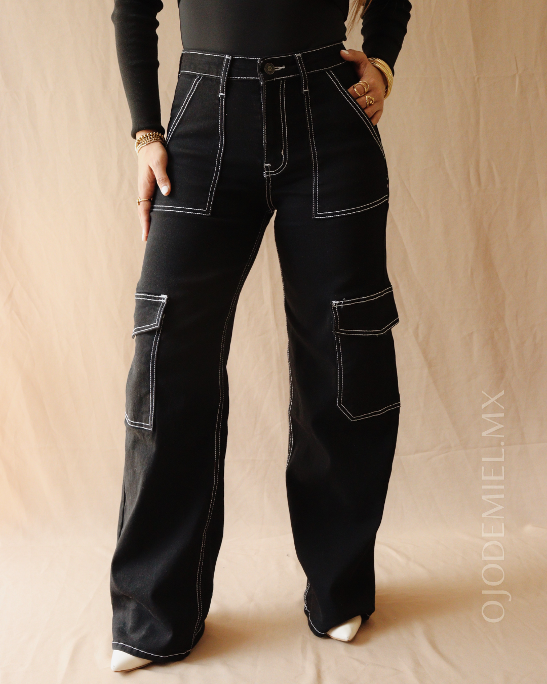 PANTALÓN CARGO MEZCLILLA BICOLOR