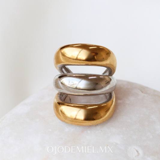 EARCUFF TRIPLE LINEA BICOLOR