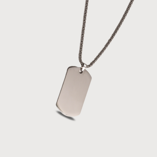 COLLAR PLACA MILITAR PLATEADA