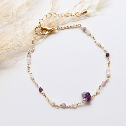 Pulsera piedra ágata perlas joyeria