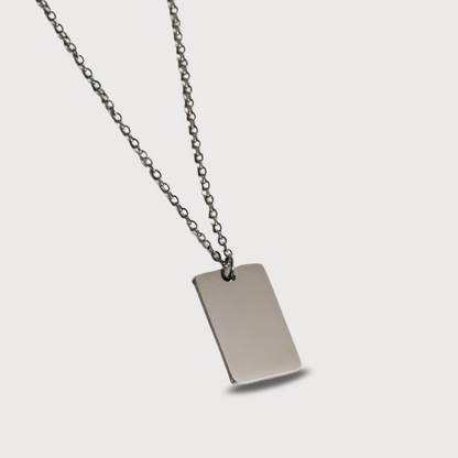 COLLAR PLACA PLATEADA CHICA