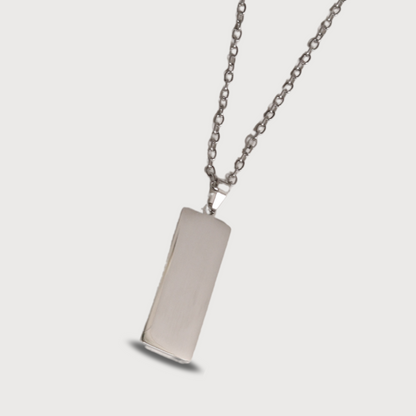 COLLAR PLACA PLATEADA MEDIANA