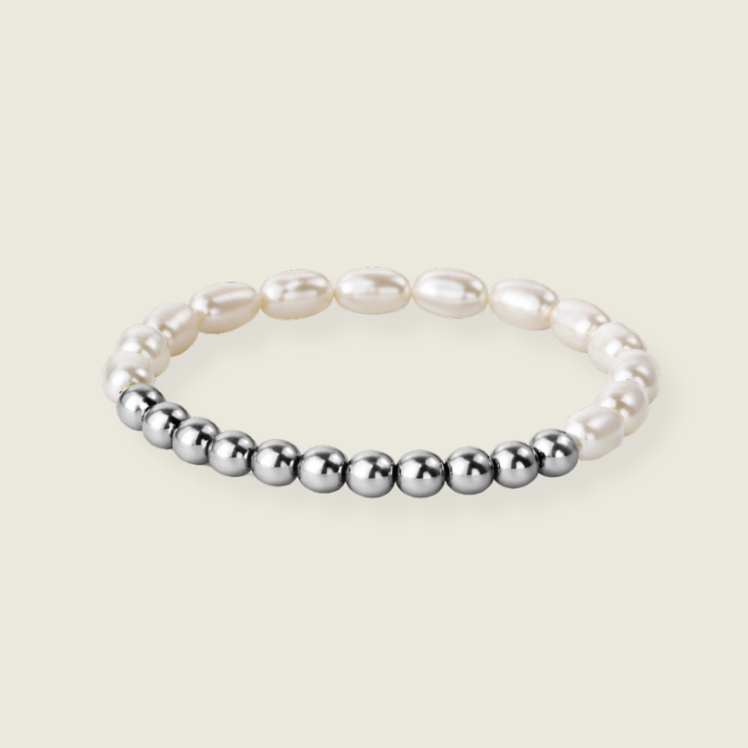 PULSERA PERLAS PLATEADA