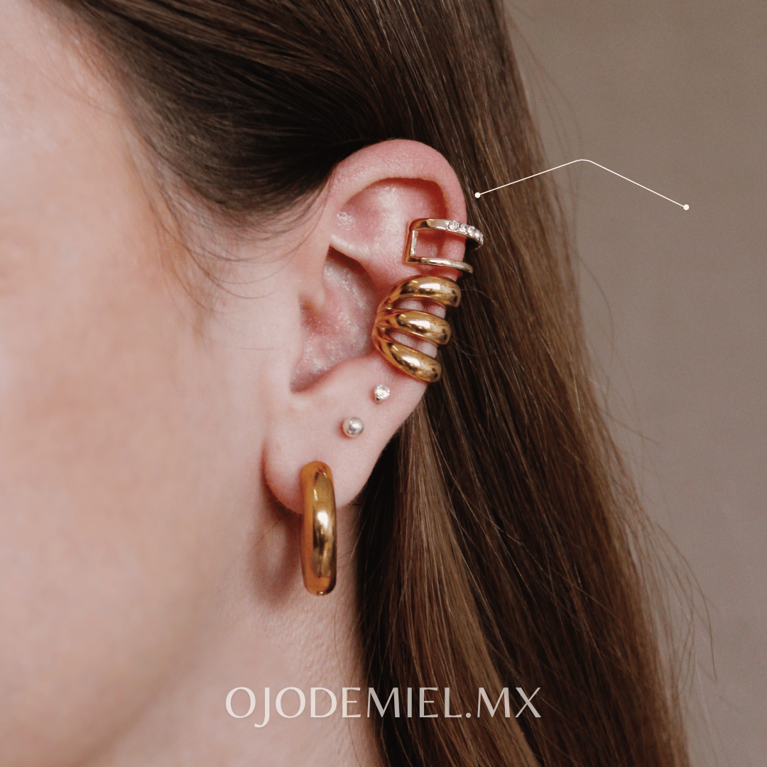 EARCUFF ZIRCONIAS DORADAS