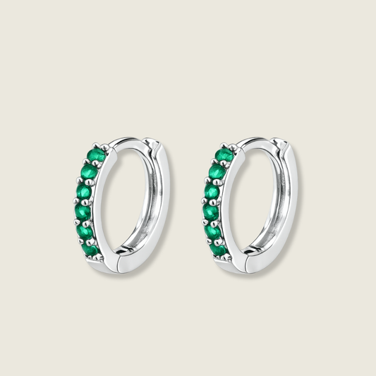 HUGGIES PLATEADOS ZIRCONIAS VERDES