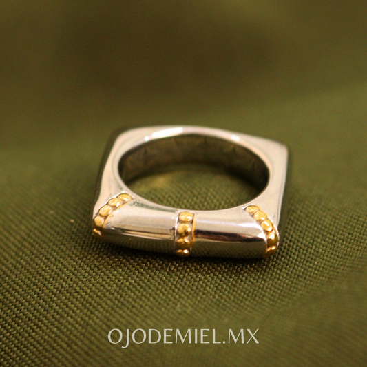 ANILLO CUADRADO BICOLOR