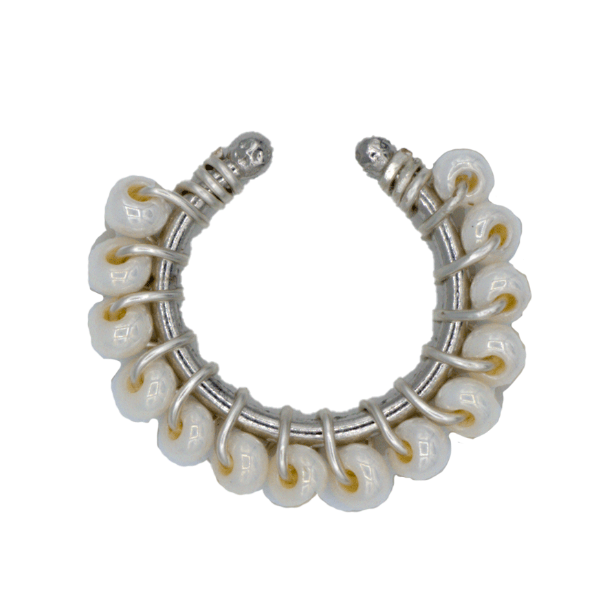 EARCUFF BORDADO PLATEADO APERLADO
