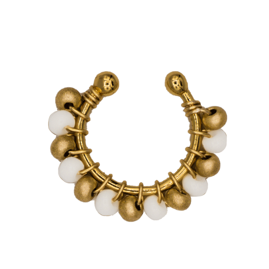 EARCUFF BORDADO BLANCO CON DORADO