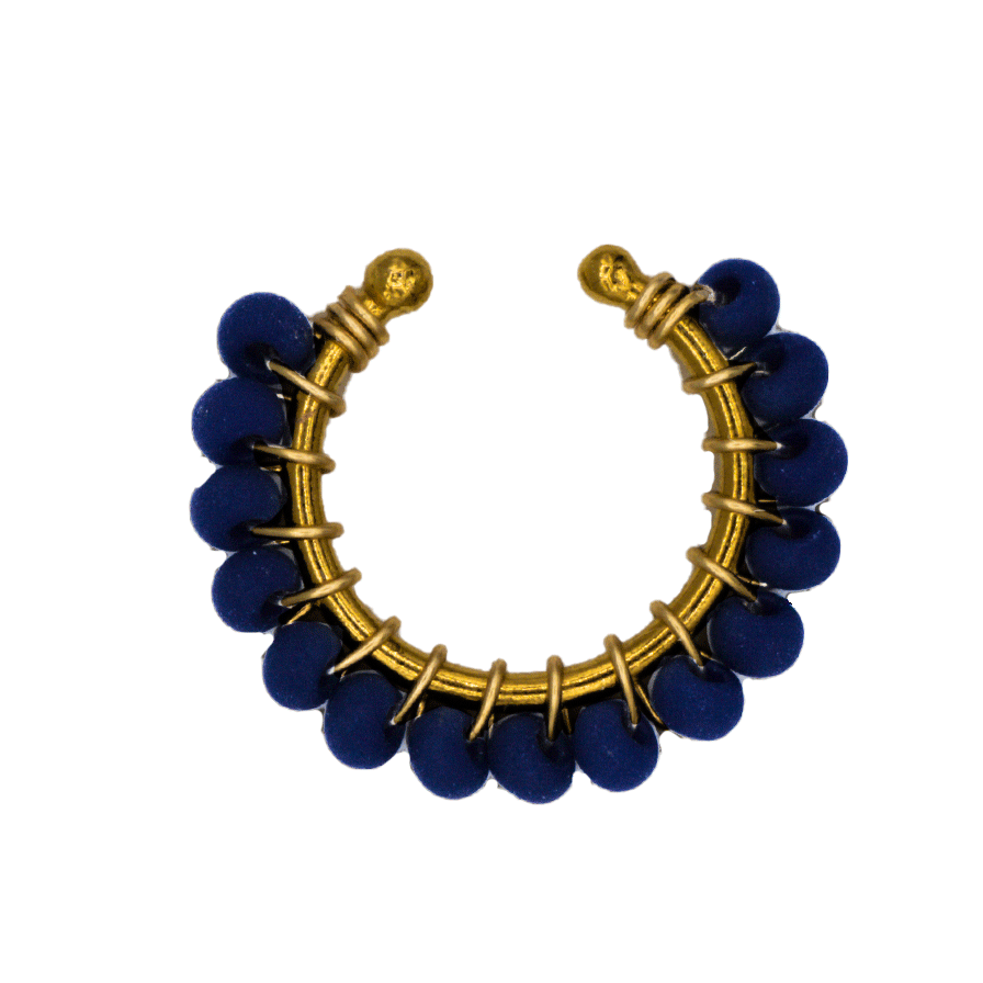 EARCUFF BORDADO AZUL MATE