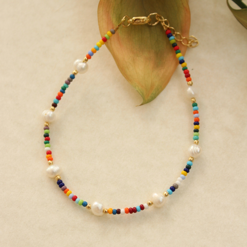 TOBILLERA COLORES CON PERLAS