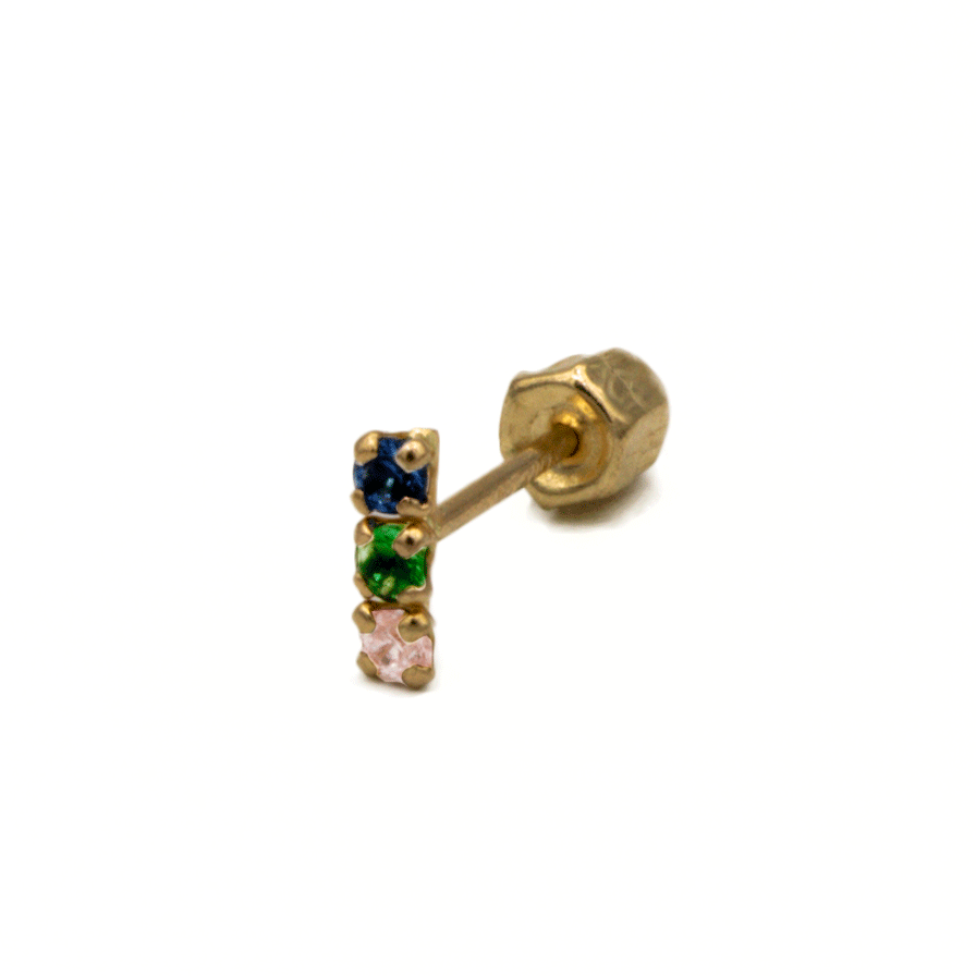 BROQUEL TRES ZIRCONIAS BLANCAS/MULTICOLOR